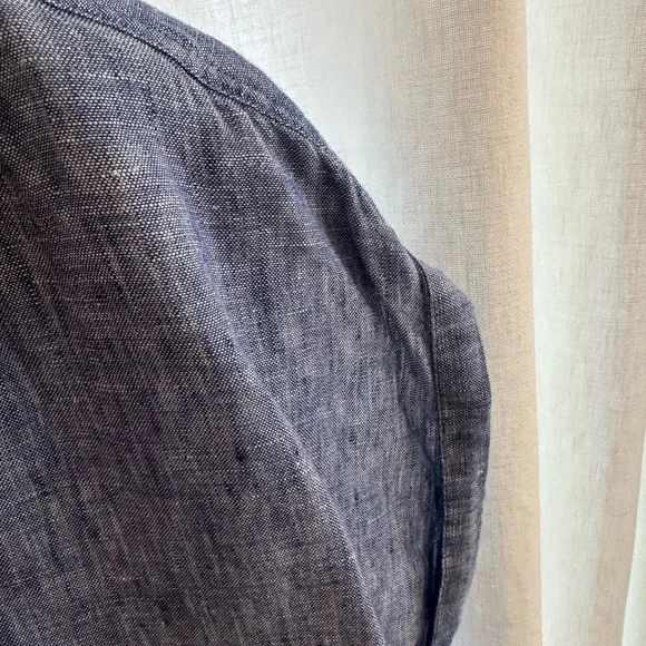 J.Crew Captaine Blue Linen Button-Up Shirt - Picture 3 of 4